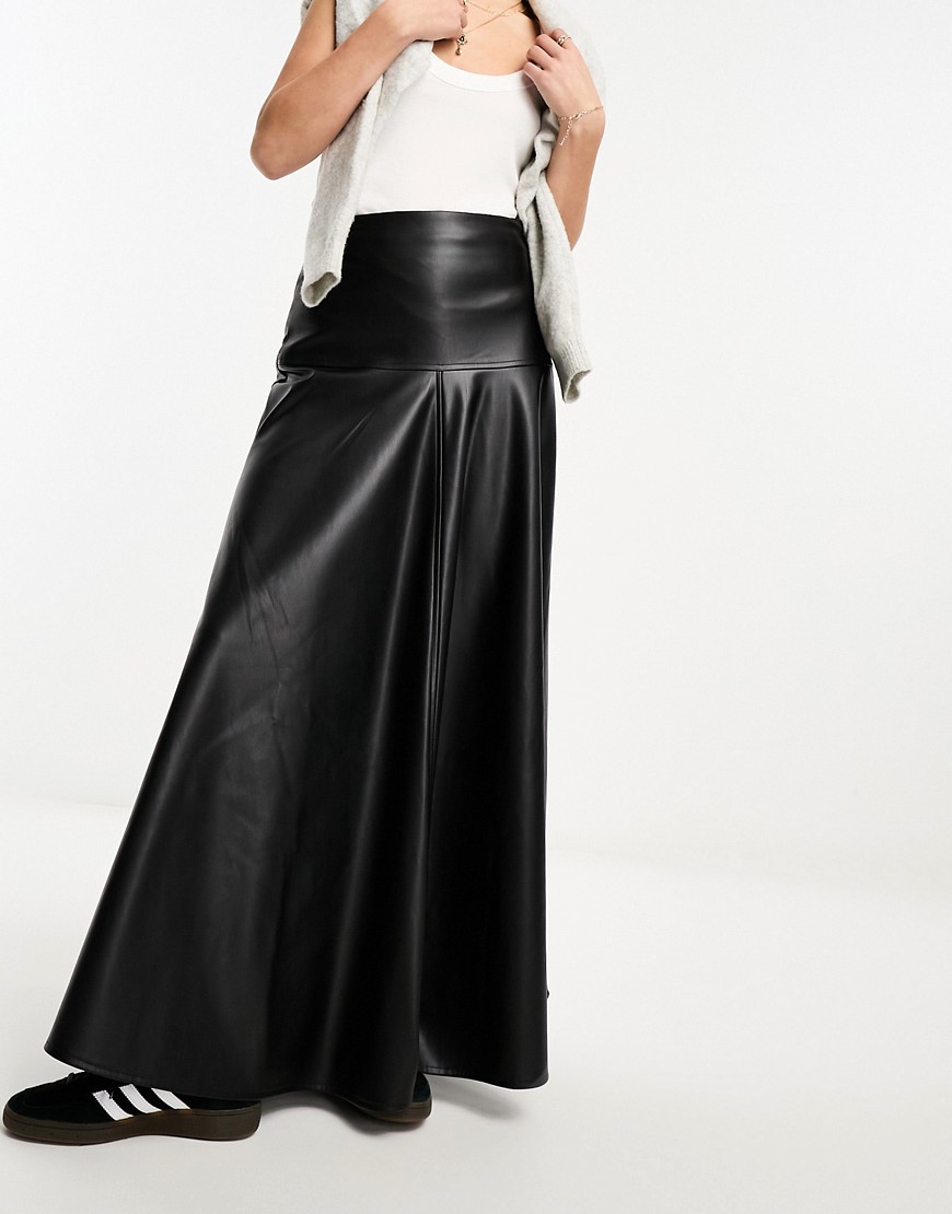 Miss Selfridge faux leather maxi skirt in black