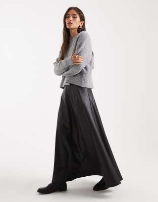 Miss Selfridge Miss Selfridge faux leather maxi skirt in black