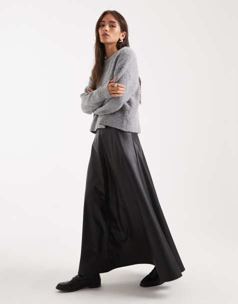 Miss Selfridge faux leather maxi skirt in black