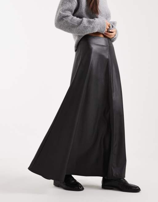 Miss Selfridge faux leather maxi skirt in black, 2 of 5