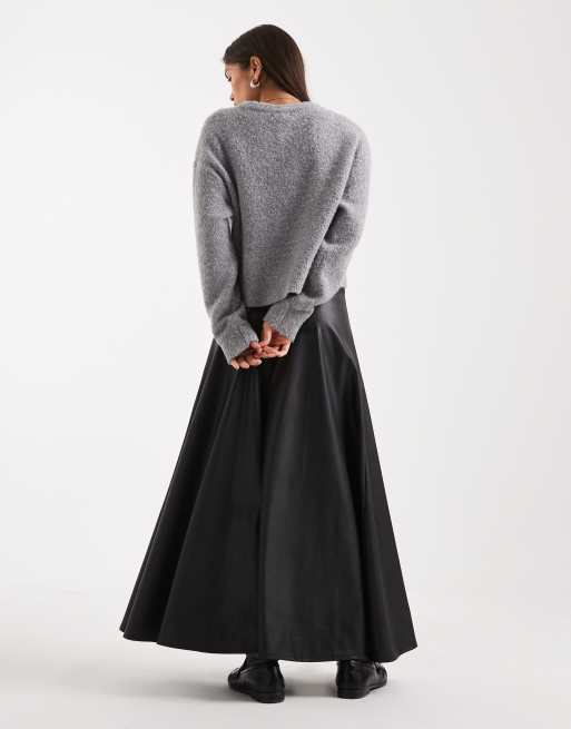 Miss Selfridge faux leather maxi skirt in black, 4 of 5