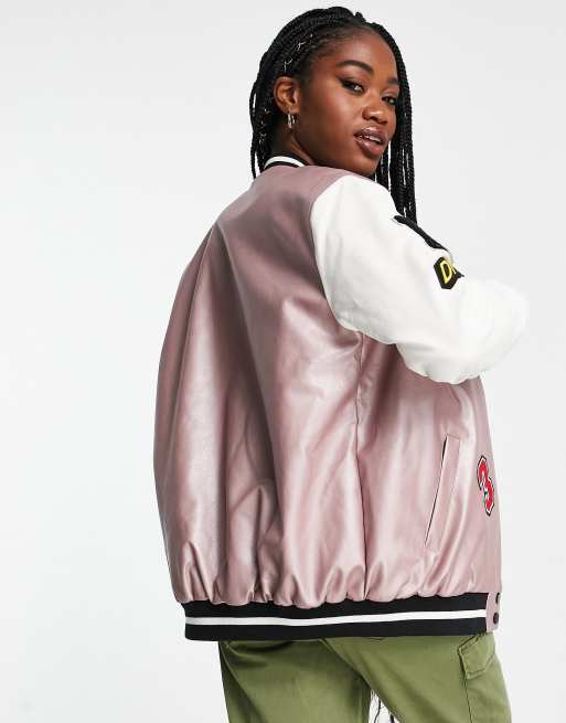 Pink hot sale pleather jacket