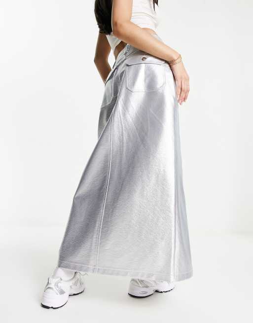 2023AW 新品 完売品 WoM METALLIC SKIRT SILVER