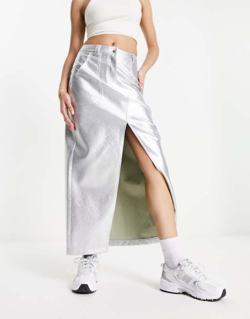 2023AW 新品 完売品 WoM METALLIC SKIRT SILVER