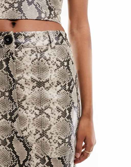 Leather midi shop printed skirt