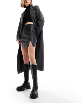 Miss Selfridge Faux Leather Mini Skirt In Black