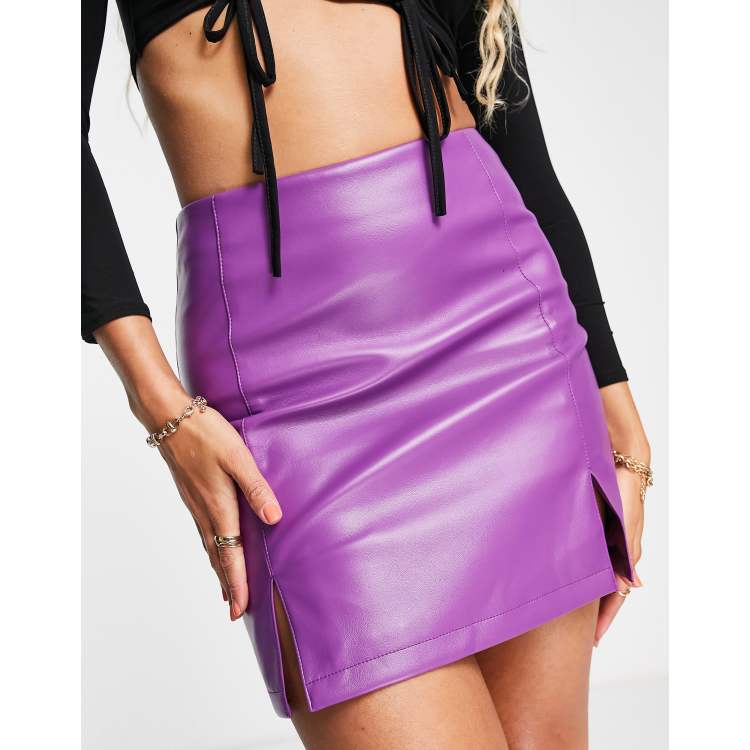 Lilac faux clearance leather pencil skirt