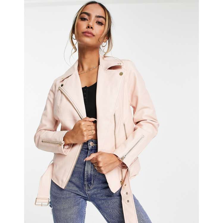 Women's Pink Leather & Faux Leather Jackets