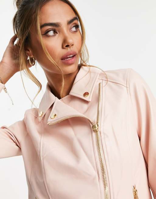 Asos pink leather clearance jacket