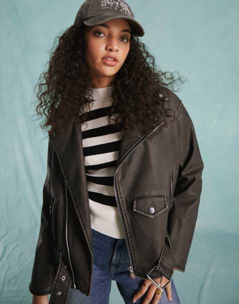 Women's gray moto on sale jacket