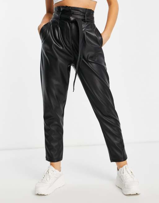 Violet Romance high shine faux leather pants in black