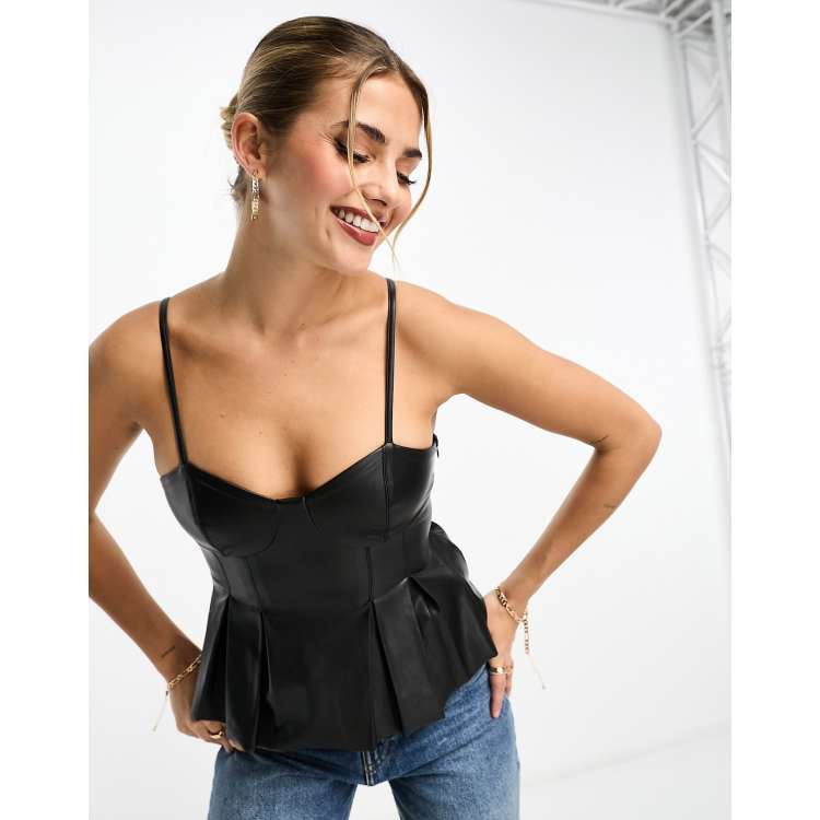 Tori faux best sale leather peplum top