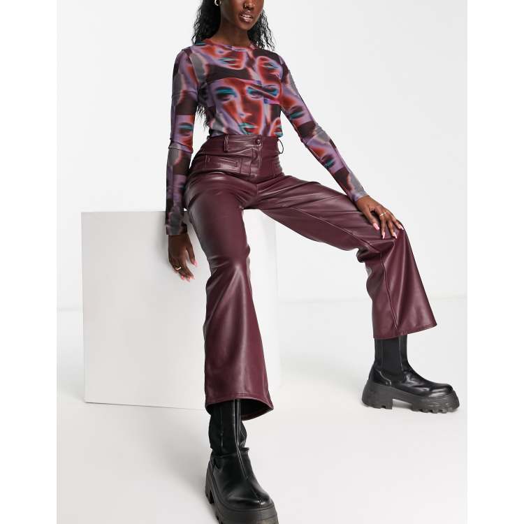 Zara FAUX LEATHER FLARED PANTS