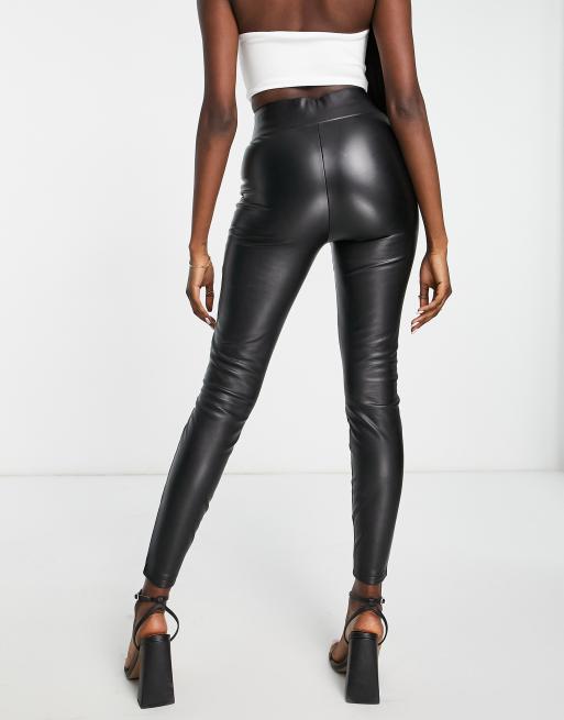 Miss Selfridge faux leather pull on legging in black