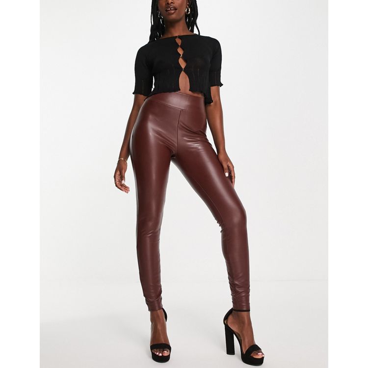 Miss Selfridge faux leather pull on legging in black