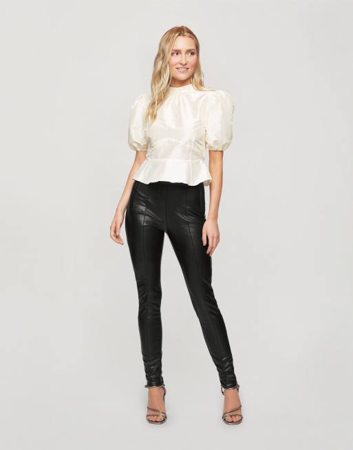 Miss Selfridge faux leather jogger pants in black