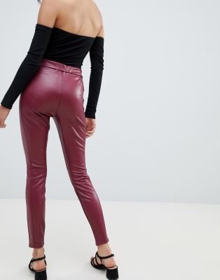 burgundy leather tights