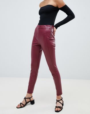 burgundy skinny trousers