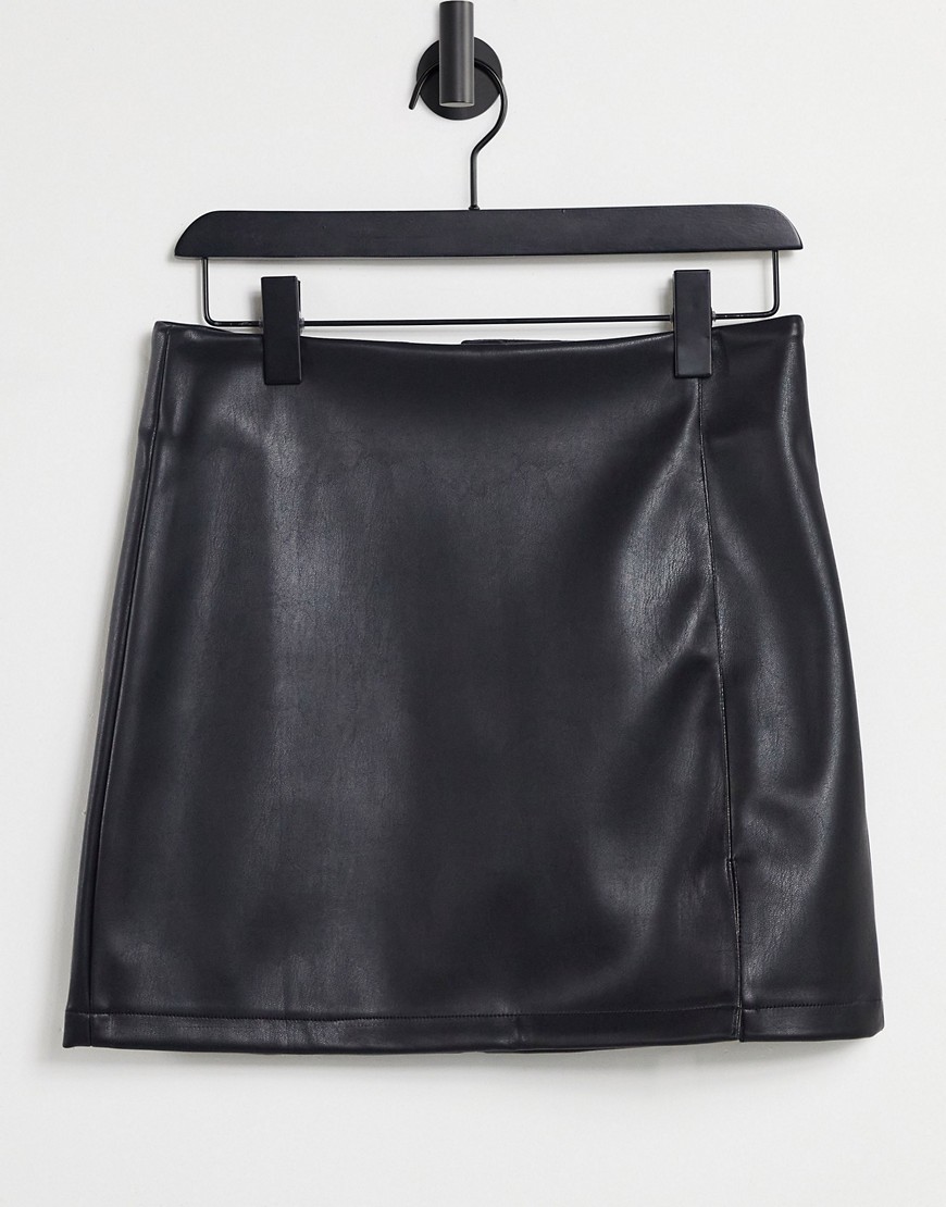 Miss Selfridge faux leather skirt in black