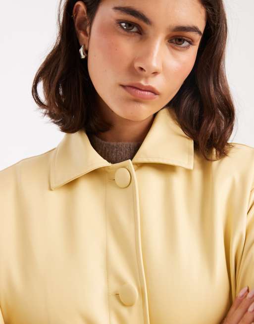 Miss Selfridge faux leather trench in buttermilk, 2 of 4