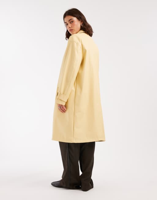 Miss Selfridge faux leather trench in buttermilk, 4 of 4