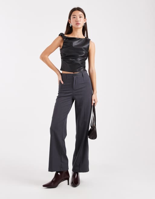 Miss Selfridge faux leather twist top in black, 3 of 4