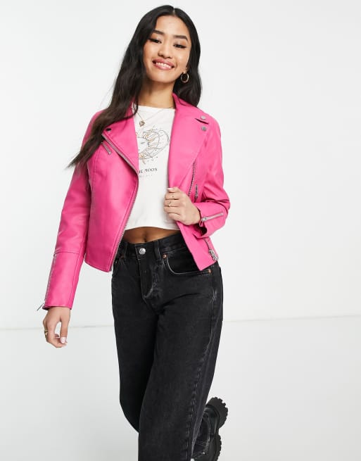 Bright pink biker clearance jacket