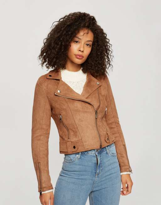 Faux suede hotsell moto jacket camel