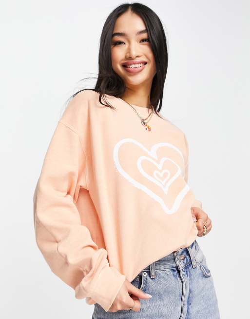 Miss Selfridge - Felpa color albicocca con cuore 