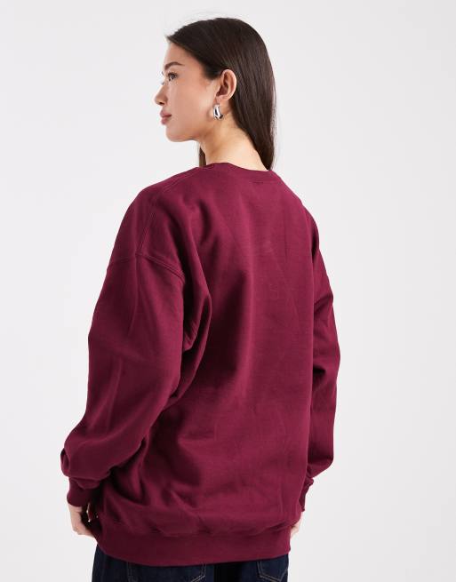 Miss Selfridge - Felpa color ciliegia scuro con grafica a floreale, 4 di 4