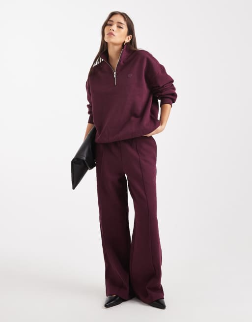Miss Selfridge - Felpa color prugna con zip corta, 2 di 4