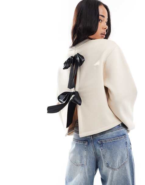 Miss Selfridge - Felpa con fiocchi a contrasto sul retro - view 1