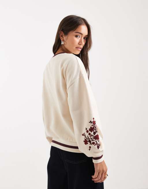 Miss Selfridge - Felpa con ricamo stile tappezzeria, 4 di 4