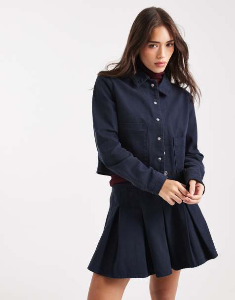 Miss Selfridge femme denim trucker jacket in navy wash co ord