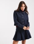 [Miss Selfridge] Miss Selfridge femme denim trucker jacket in navy wash (part of a set)-Blue 14 Blue wash
