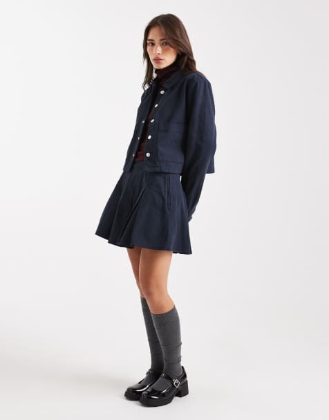 Miss Selfridge femme denim trucker jacket in navy wash - part of a set - view 1