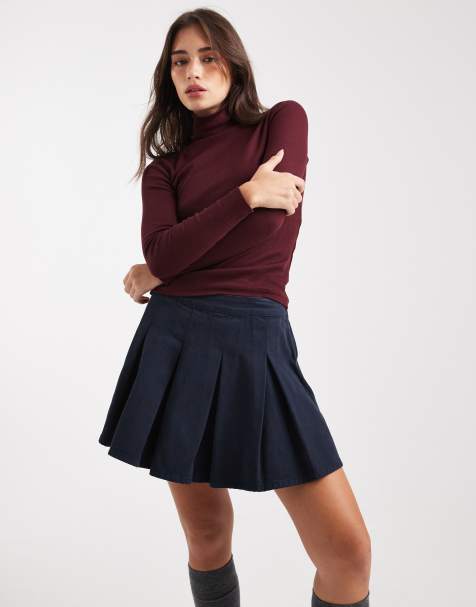 Miss Selfridge femme pleated mini skirt in navy wash co ord