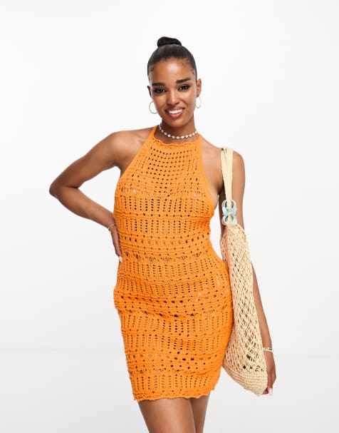 Orange party store dress