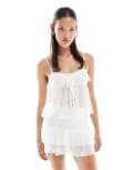 [Miss Selfridge] Miss Selfridge festival glitter cami top in ivory (part of a set)-Neutral M ivory