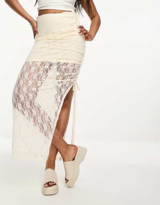 Ruched lace skirt sale