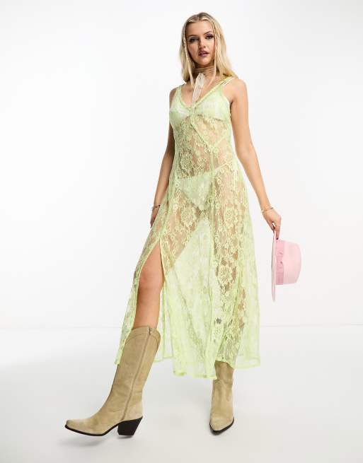 Sheer lace midi store dress