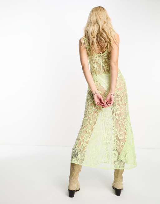 Lime green lace dress sale