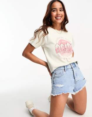 Miss Selfridge festival licence AC/DC graphic tee in white