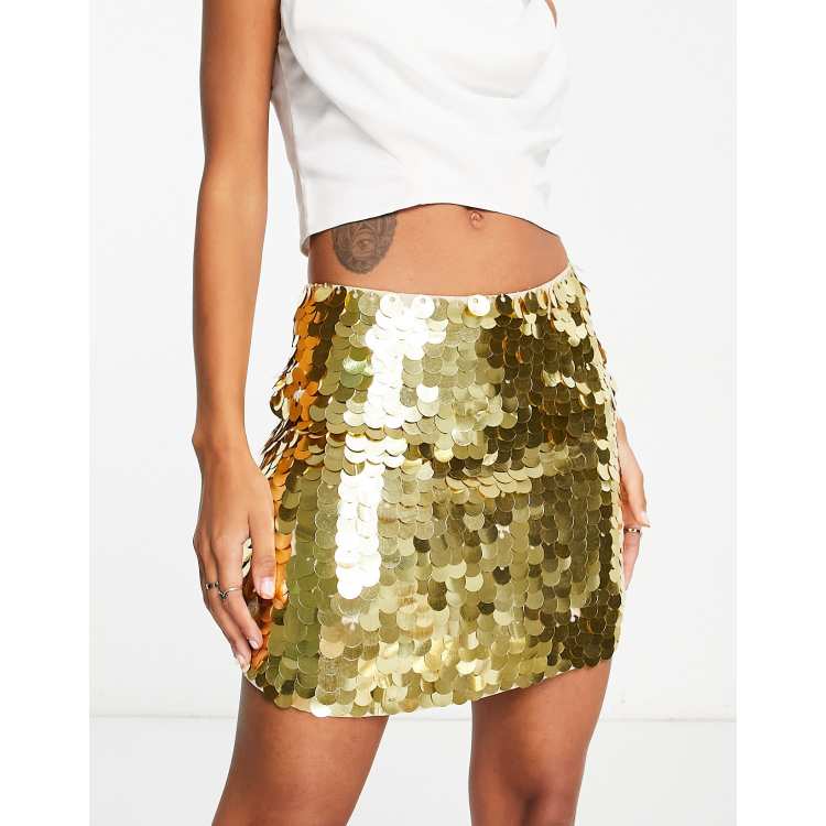 Gold sequin 2025 mini skirt uk