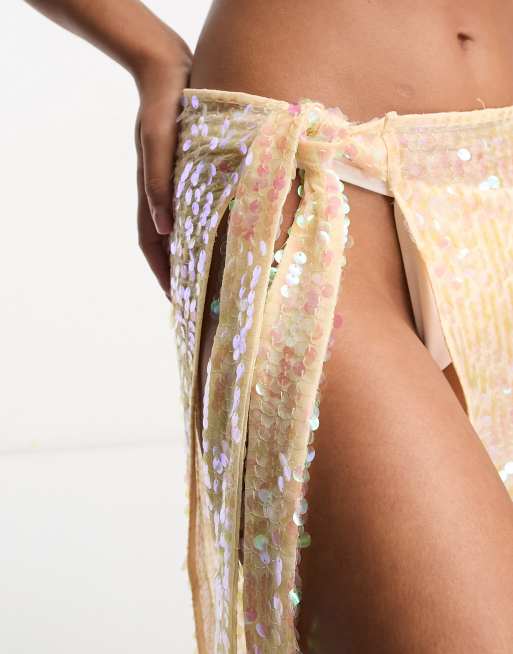 Gold sequin 2024 sheer skirt