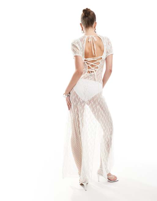 green emerald velvet dress Sexy See Through Sheer Lace Maxi Dress Floral Lace Patchwork Backless  Bodycon Long Dresses Beach Vacation Party Wear (Floral High Slit White, S)  at Amazon Women's Clothing store