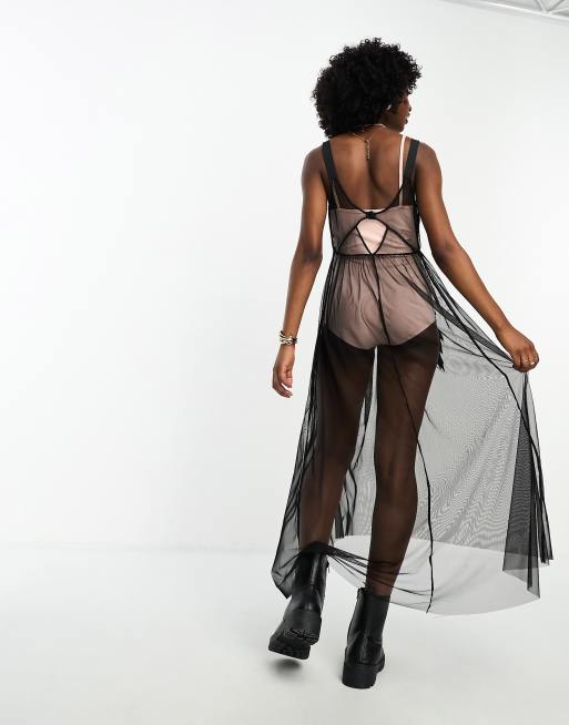 Sheer mesh sale midi dress