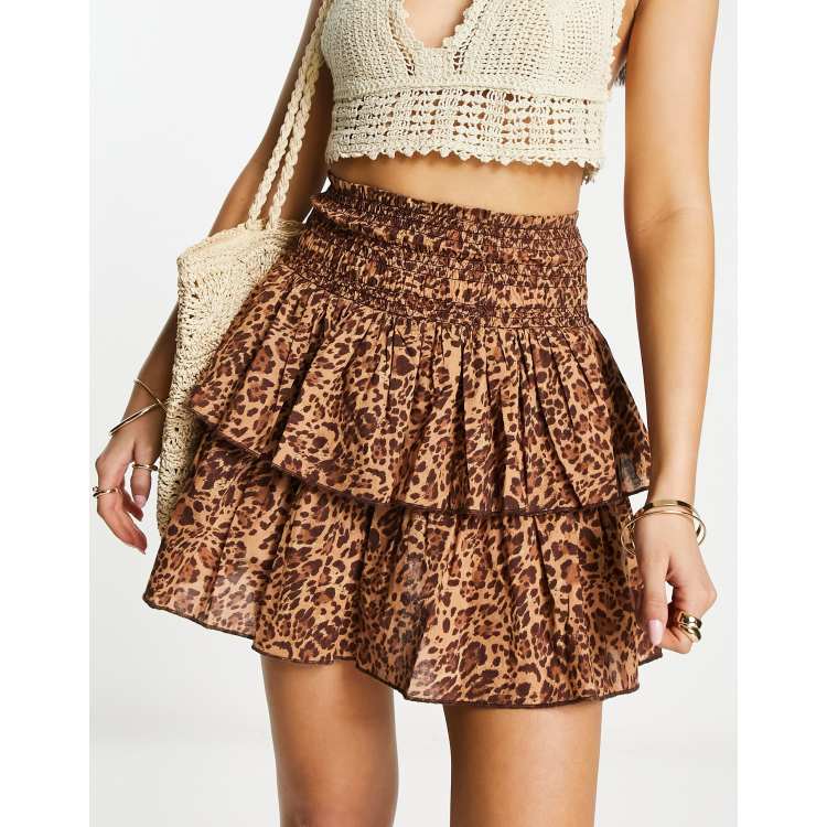 Animal print clearance ruffle mini skirt