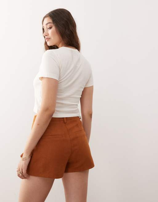 Miss Selfridge festival suedette booty shorts in tan, 4 of 5