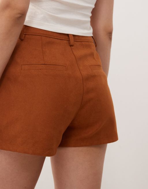 Miss Selfridge festival suedette booty shorts in tan, 5 of 5